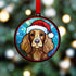 Cocker Spaniel (Working) Chocolate in Santa Hat Suncatcher Decoration